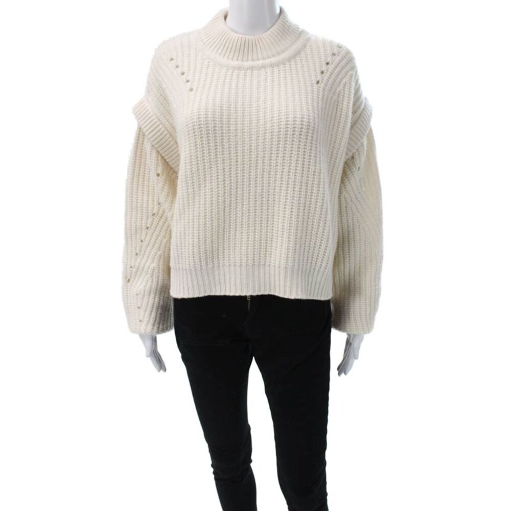 La Ligne Womens Wool Pullover Mock Neck Ivory Long Sleeve Size S